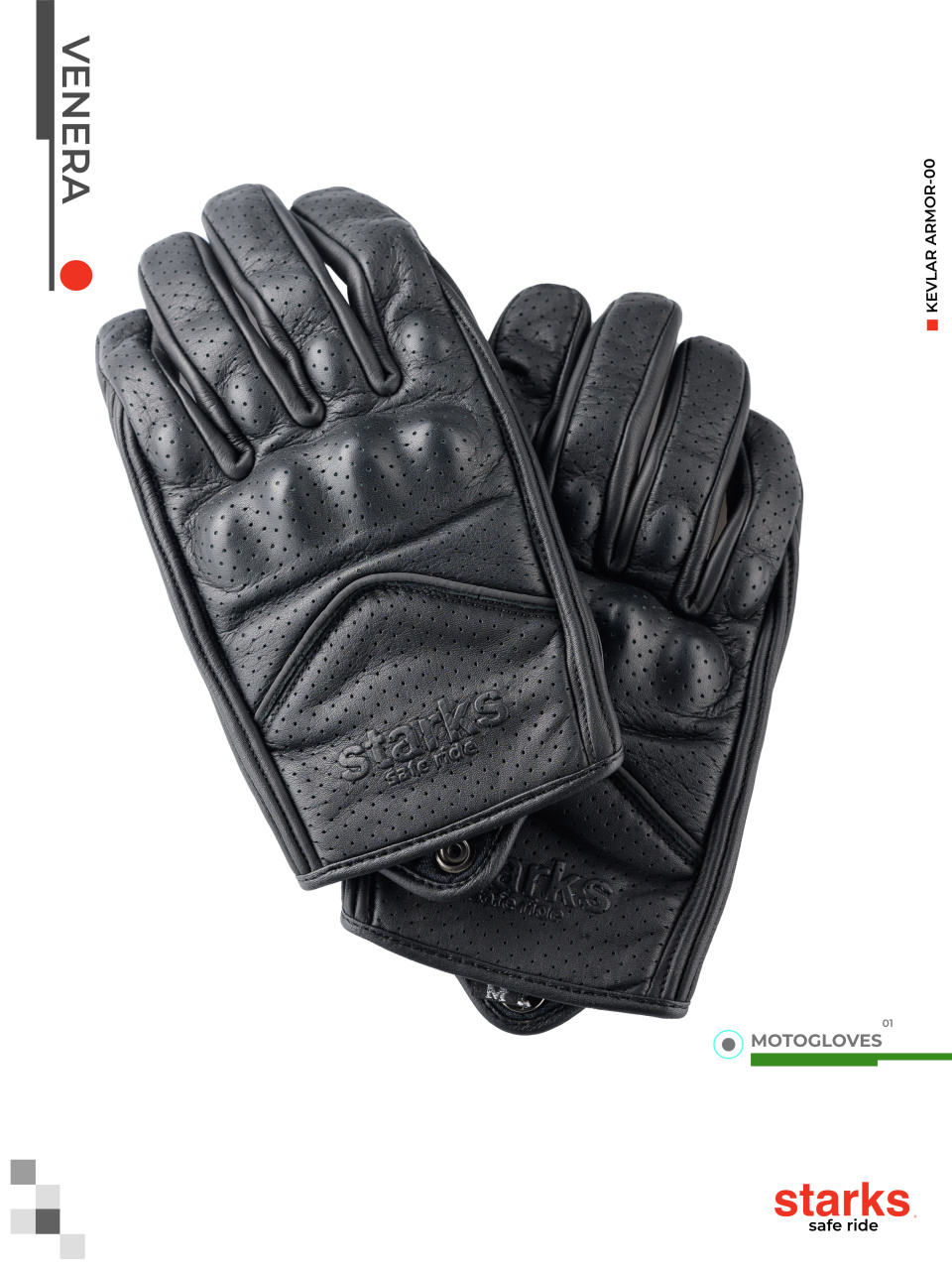 Мотоперчатки Venera(Перфорированная Кожа) Жен. Черный/Розовый